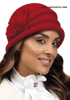 Класна шапка в червено с кръгла периферия - модел Lazan